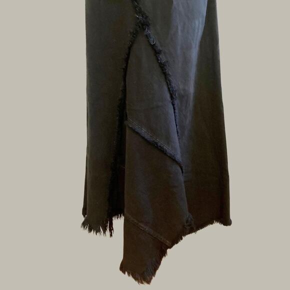 NSF Black Deconstructed Denim Midi Skirt with Raw Asym Hem - Picture 4 of 7